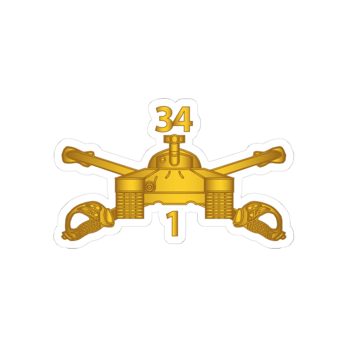 Kiss-Cut Stickers - Army - 1st Bn 34th Armor - Armor Branch wo Txt