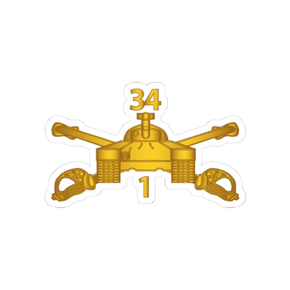 Kiss-Cut Stickers - Army - 1st Bn 34th Armor - Armor Branch wo Txt