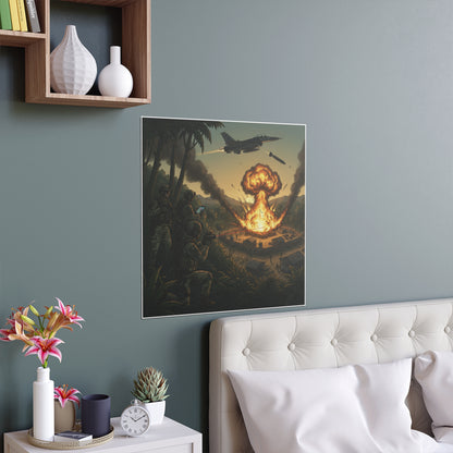 Indoor and Outdoor Silk Posters - Jungle Drug Lab Destruction w Explosions