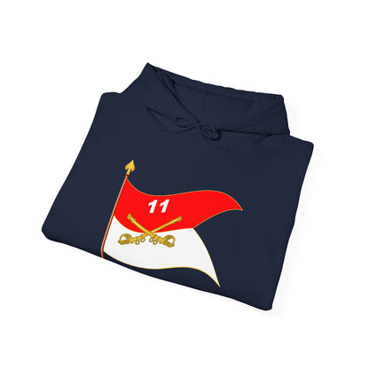 Unisex Heavy Blend™ Hooded Sweatshirt - Army - 11th Armored Cavalry Regiment Guidon w staff Waving