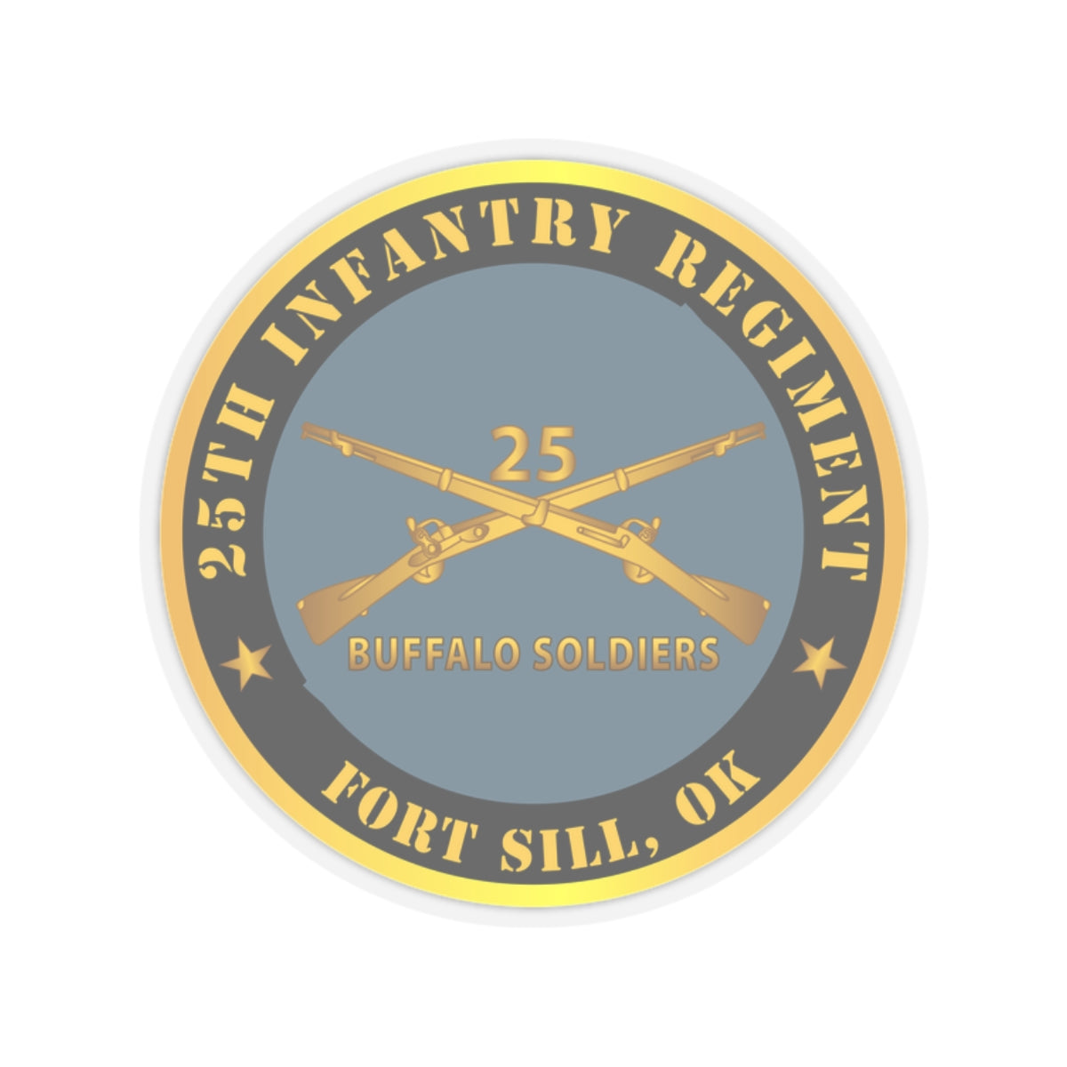 Kiss-Cut Stickers - Army - 25th Infantry Regiment - Fort Sill, OK - Buffalo Soldiers w Inf Branch