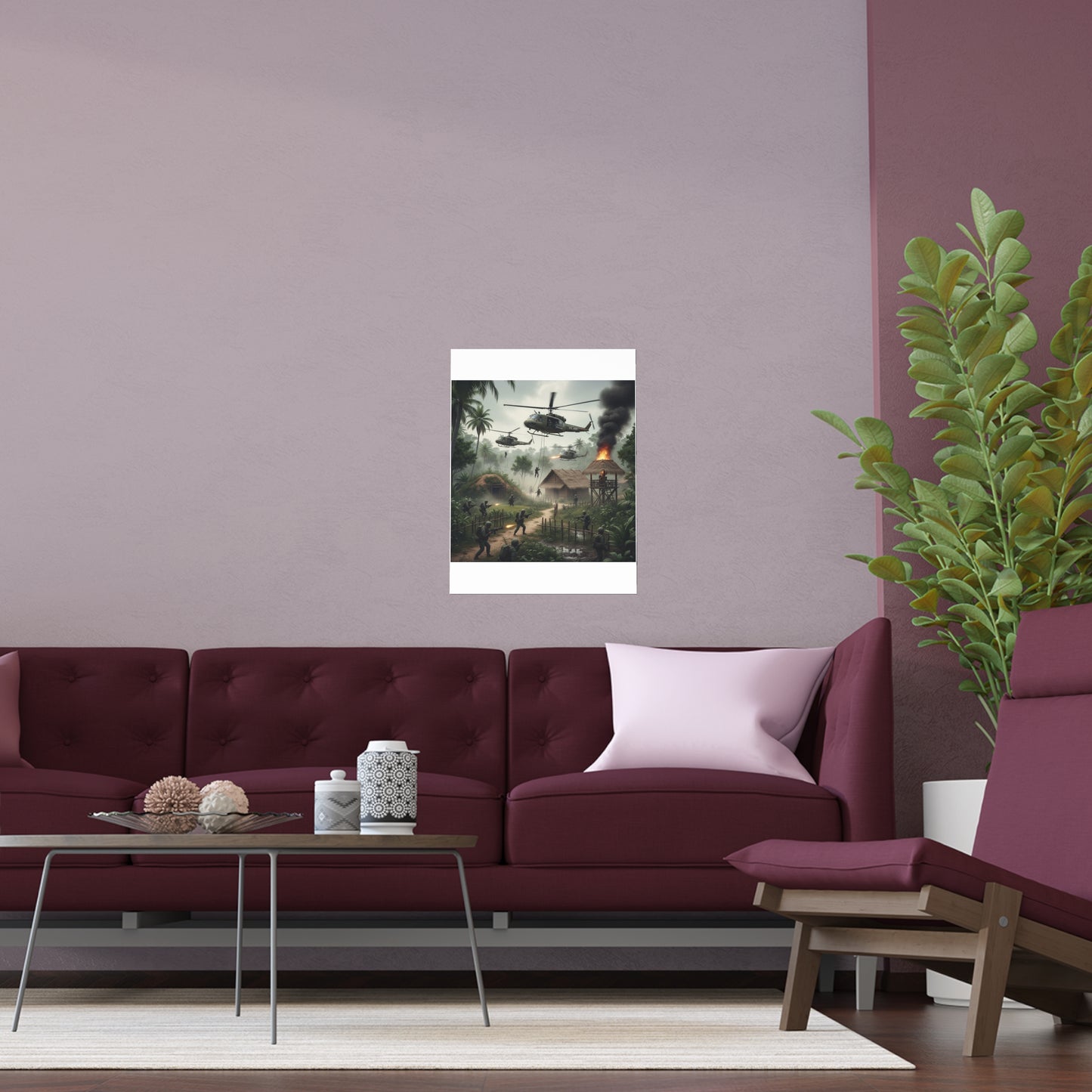Indoor and Outdoor Silk Posters - Vietnam Village Helicopter Assault