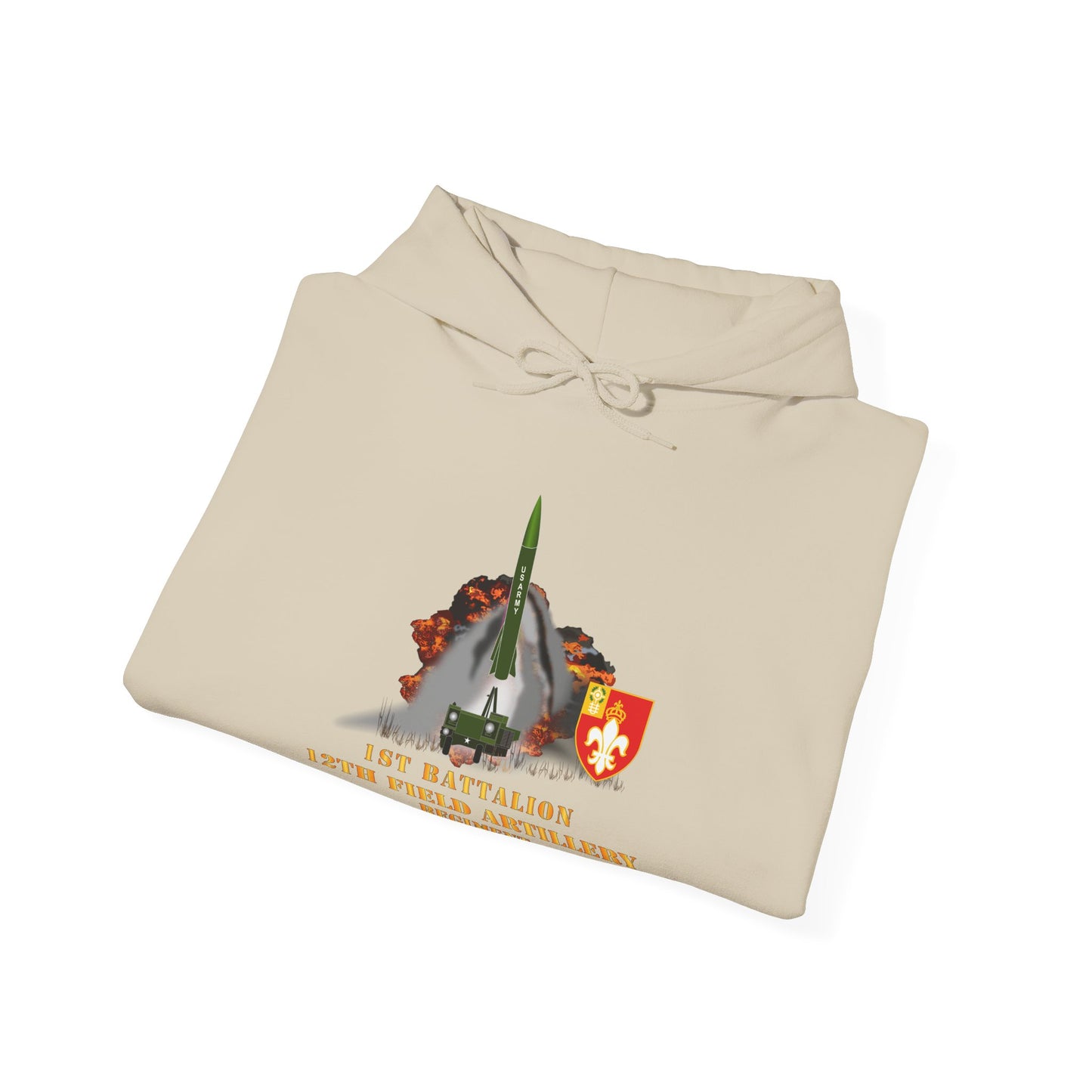 Unisex Heavy Blend™ Hooded Sweatshirt - Army -  1st Bn, 12th FAR, Ft Sill, OK, MGM 52 - Lance  - Short X 300