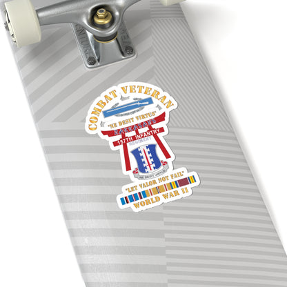 Kiss-Cut Stickers - Army - Combat Veteran - 187th Infantry Regiment - Torii, Rakkasans, Let Valor Not Fail, English, Latin w CIB w WWII PAC SVC