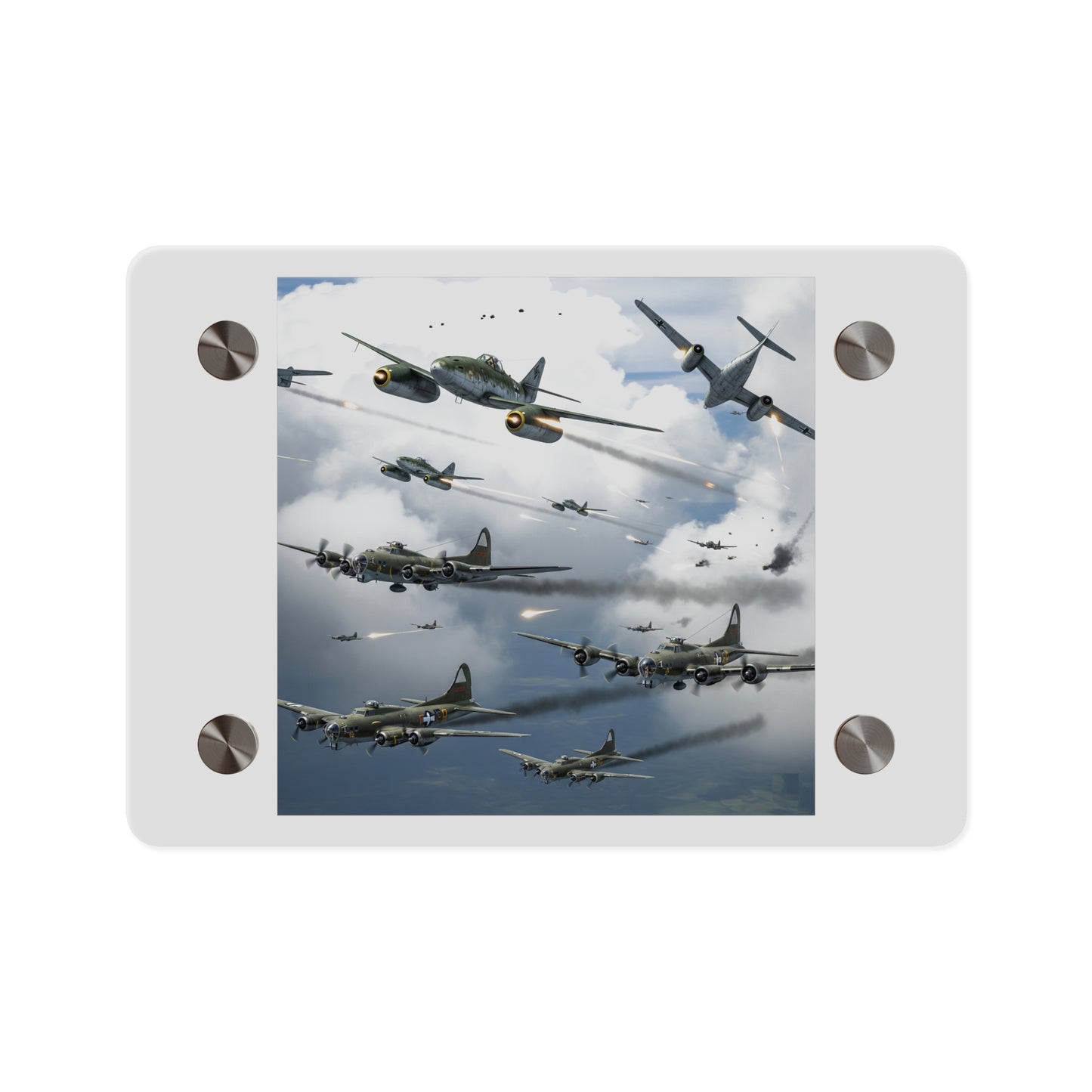 Acrylic Wall Art Panel - German jet fighters attacking US bombing formations