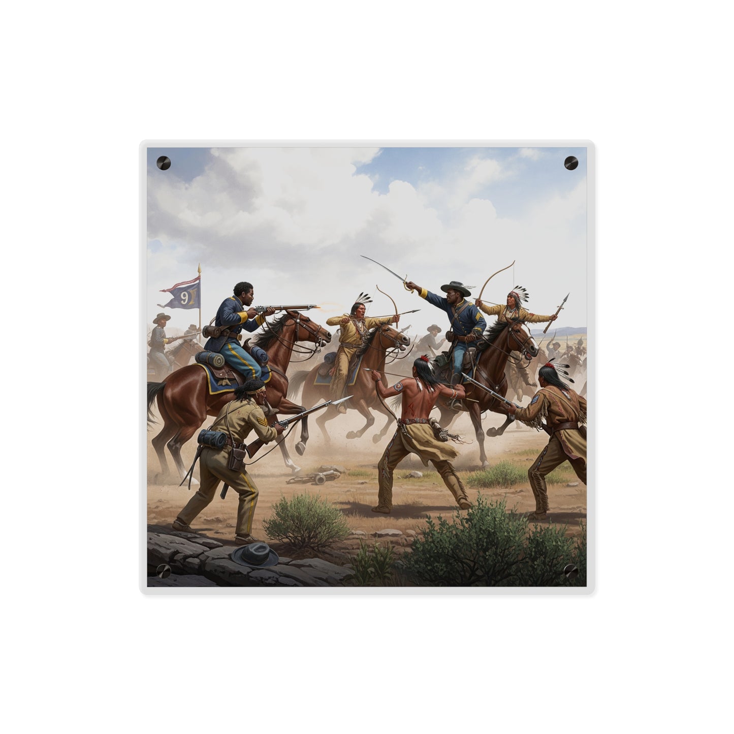 Acrylic Wall Art Panel - 9th Cavalry Regiment fighting Native Americans during the Indian Wars