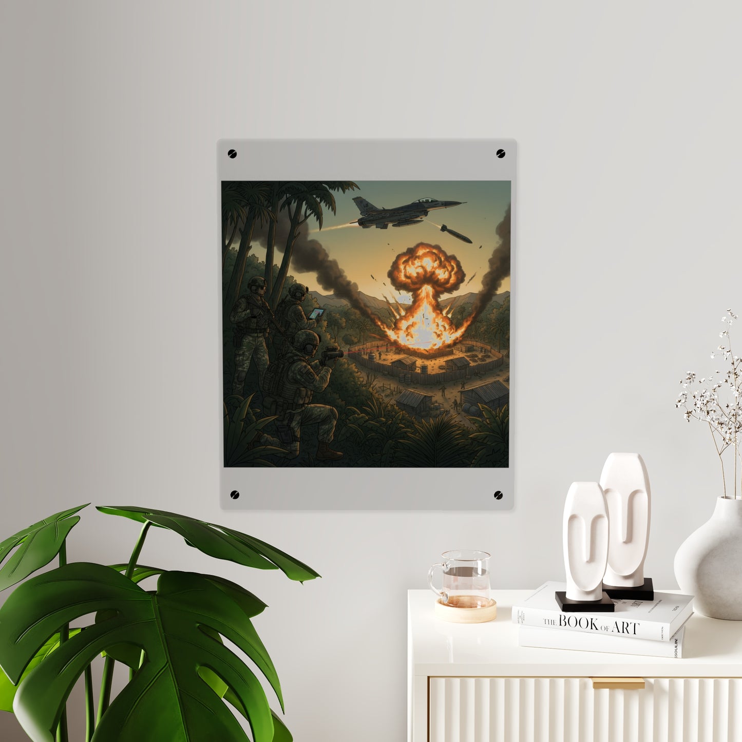 Acrylic Wall Art Panel - Jungle Drug Lab Destruction w Explosions