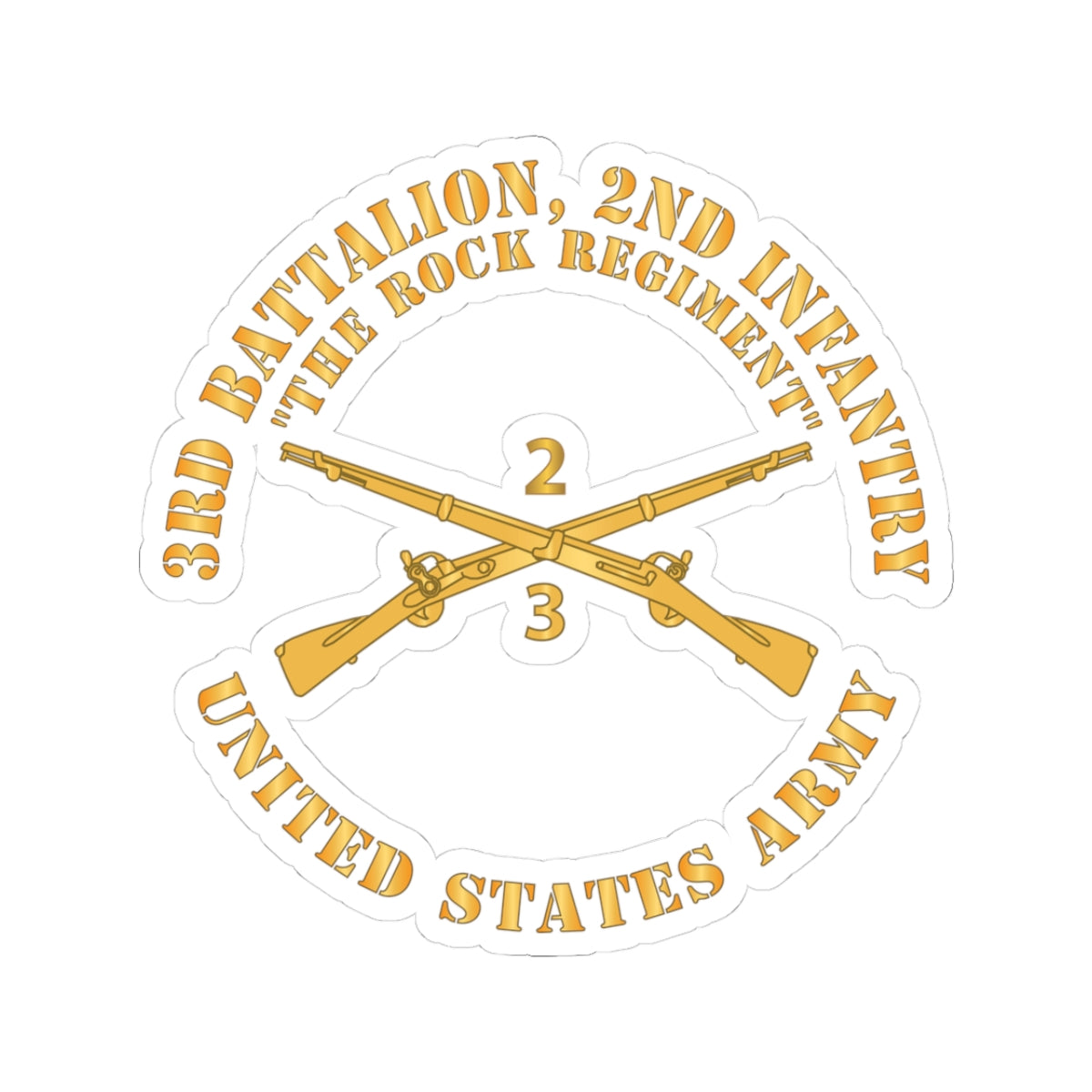 Kiss-Cut Stickers - Army - 3rd Battalion, 2nd Infantry Regiment Branch - The Rock Regiment - US Army