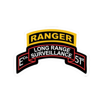 Kiss-Cut Stickers - Army - Airborne Ranger - E Company- 51st Infantry (Ranger) w Ranger Tab