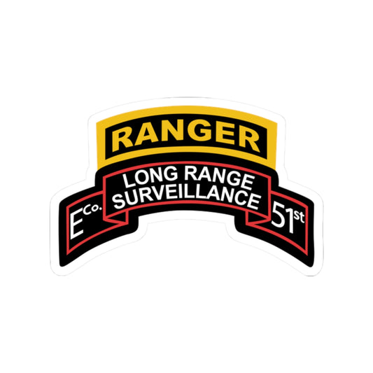 Kiss-Cut Stickers - Army - Airborne Ranger - E Company- 51st Infantry (Ranger) w Ranger Tab