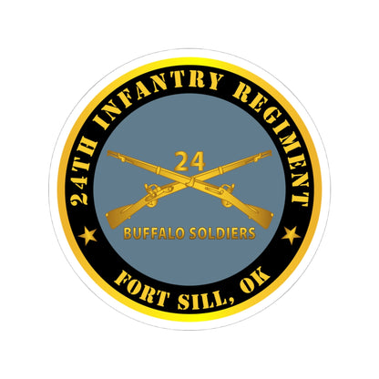 Kiss-Cut Stickers - Army - 24th Infantry Regiment - Fort Sill, OK - Buffalo Soldiers w Inf Branch