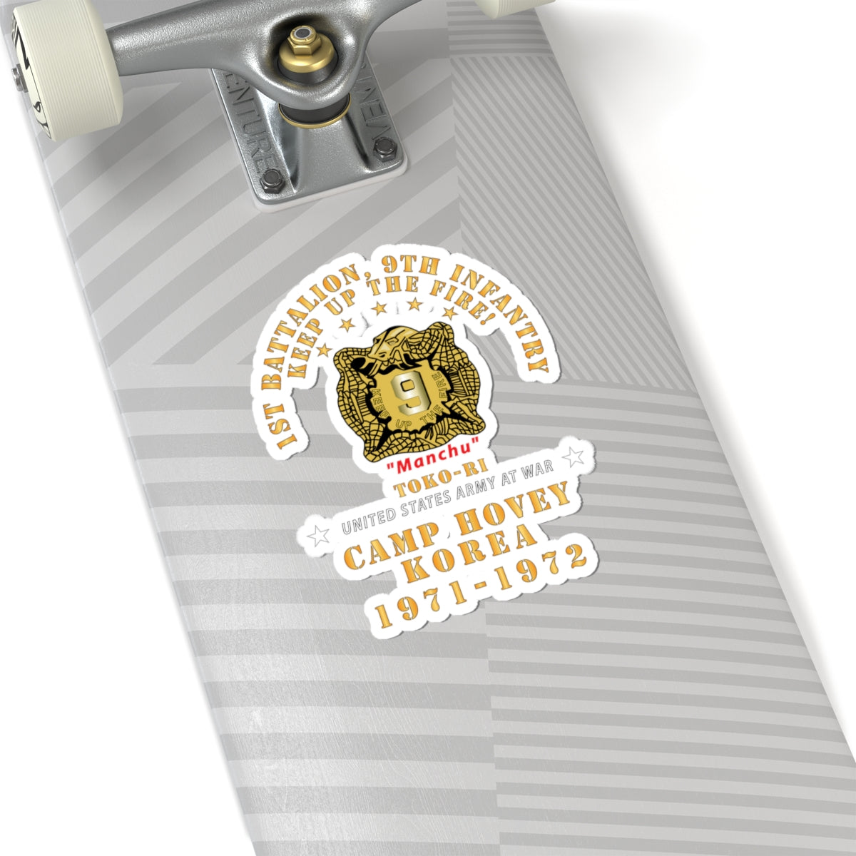 Kiss-Cut Stickers - Army - 1st Battalion, 9th Infantry - Manchus - Keep Up the Fire - Camp Hovey Korea - Toko-ri X 300