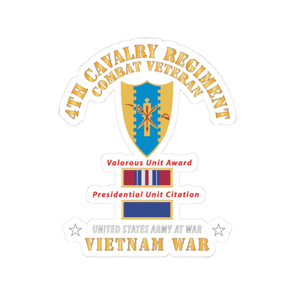Kiss-Cut Stickers - Army - 4th Cavalry Regiment - Vietnam War w PUC and VUA X 300