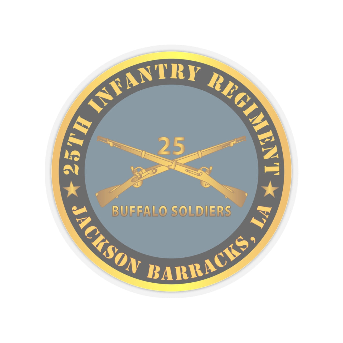 Kiss-Cut Stickers - Army - 25th Infantry Regiment - Jackson Barracks, LA - Buffalo Soldiers w Inf Branch