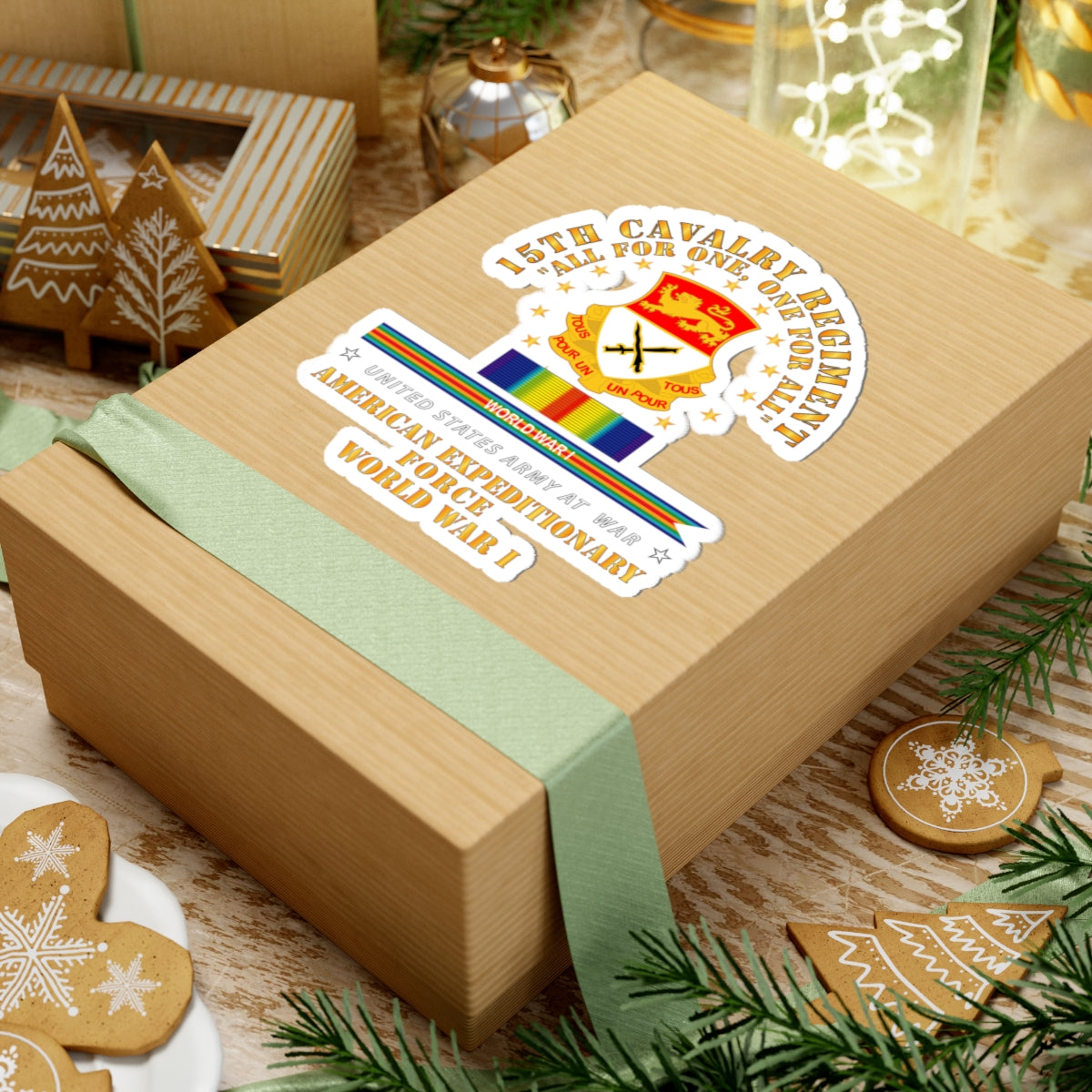 Kiss-Cut Stickers - Army - 15th Cavalry Regiment - All for One - AEF  w SVC WWI