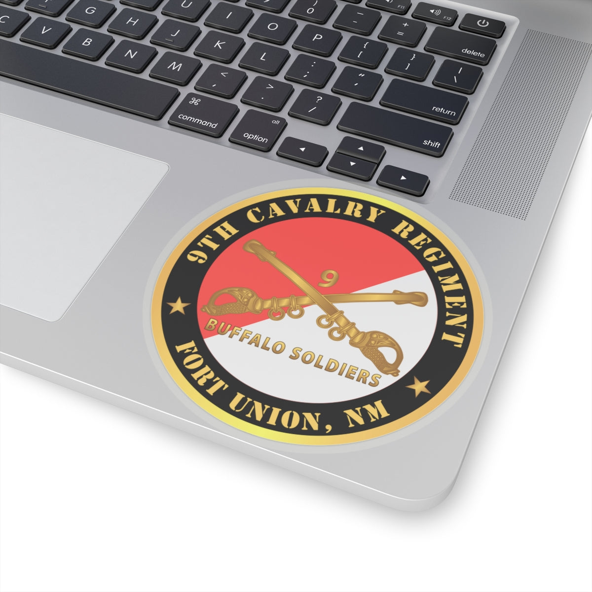 Kiss-Cut Stickers - Army - 9th Cavalry Regiment - Fort Union,  NM - Buffalo Soldiers w Cav Branch