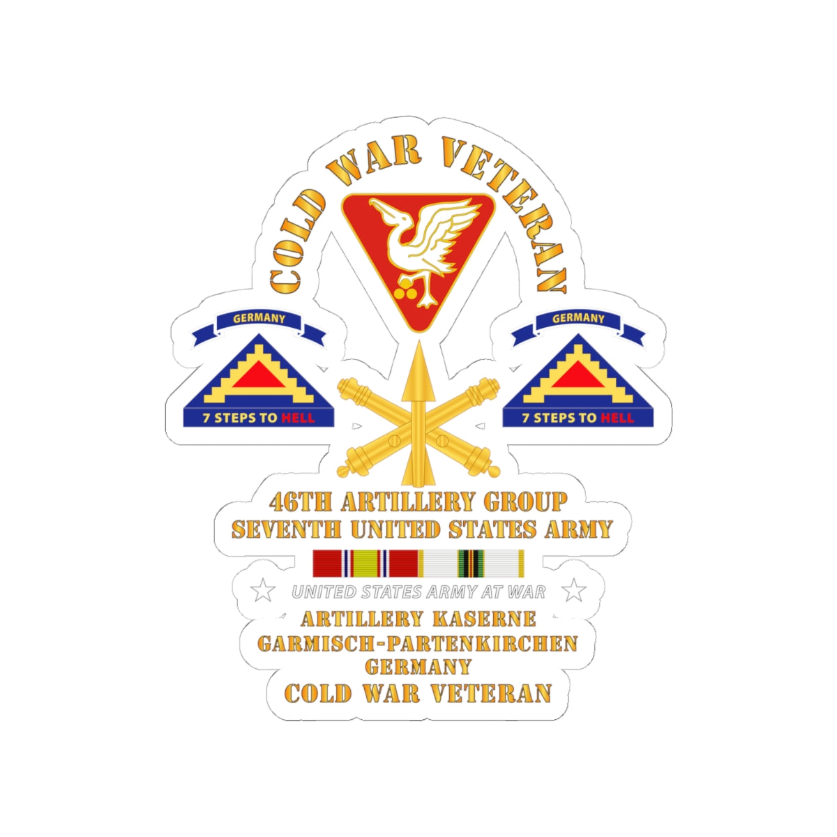 Kiss-Cut Stickers - Army - Cold War Vet - 46th Artillery Group - Germany - 7th US Army - Missle Branch w COLD SVC