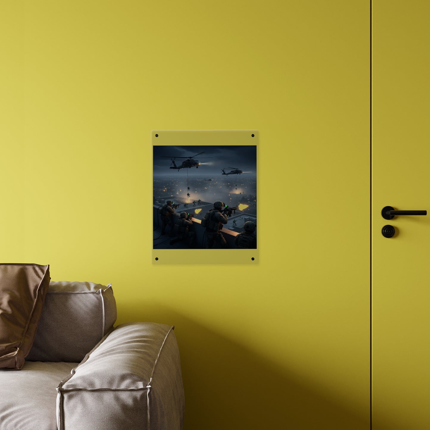 Acrylic Wall Art Panel - Night Air Assault by Army Rangers