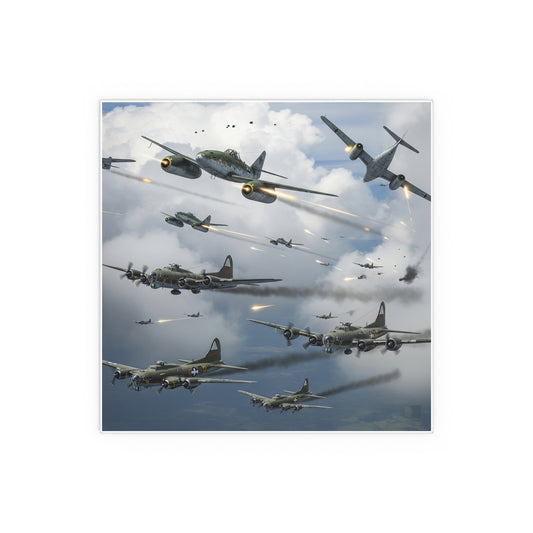 Indoor and Outdoor Silk Posters - German jet fighters attacking US bombing formations