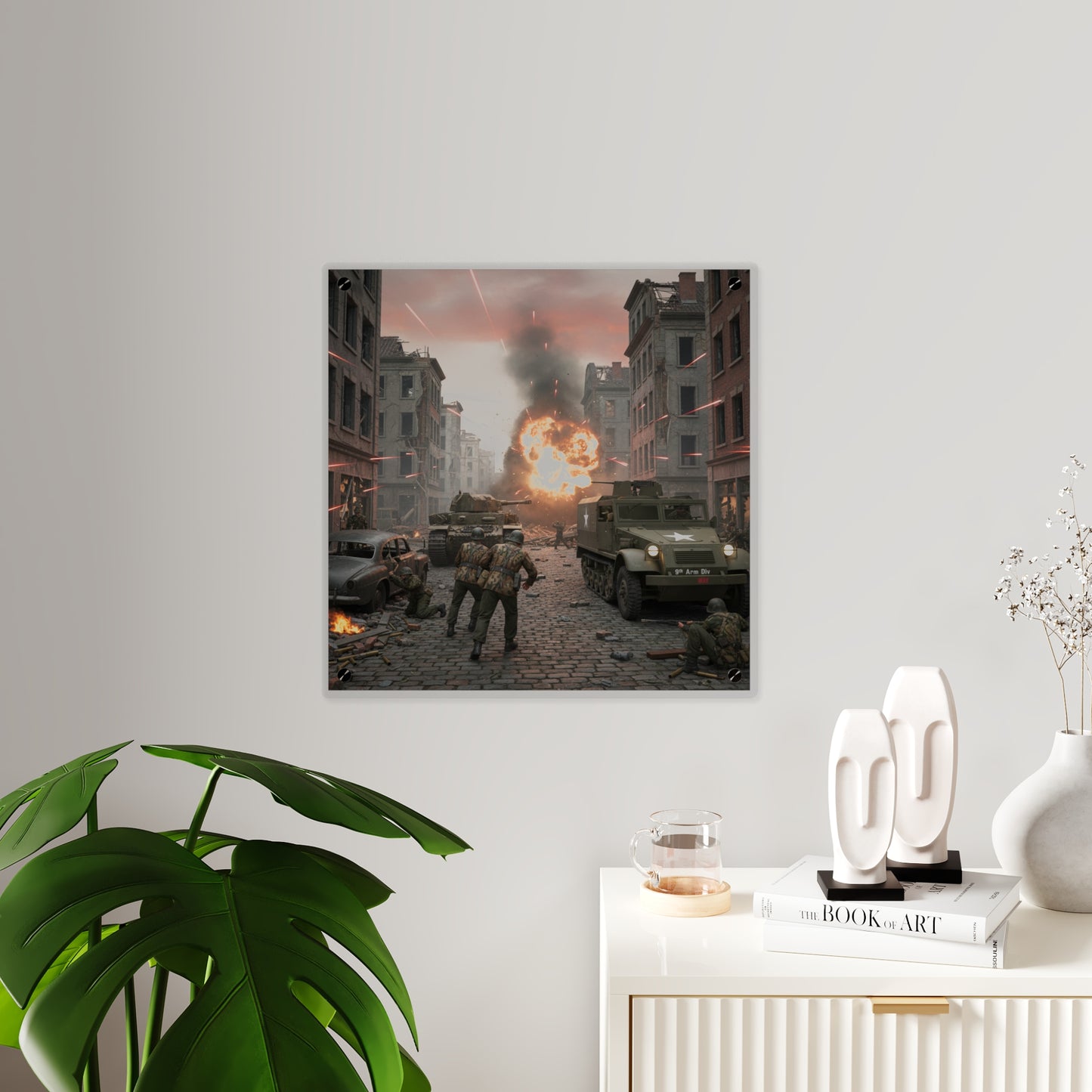 Acrylic Wall Art Panel - M3A1 - 9th Armor Division Attack - WWII