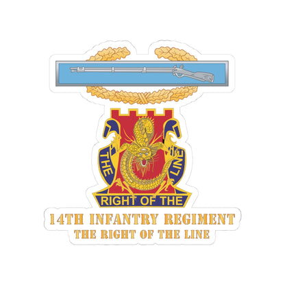 Kiss-Cut Stickers - Army - Master CIB - 14th Infantry Regiment - DUI w Txt X 300
