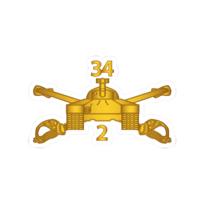 Kiss-Cut Stickers - Army - 2nd Bn 34th Armor - Armor Branch wo Txt