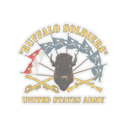 Kiss-Cut Stickers - Army - Buffalo Soldiers - Infantry - Cavalry Guidons w Buffalo Head - US Army
