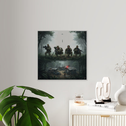 Acrylic Wall Art Panel - Jungle Drug Lab Destruction wo Explosions
