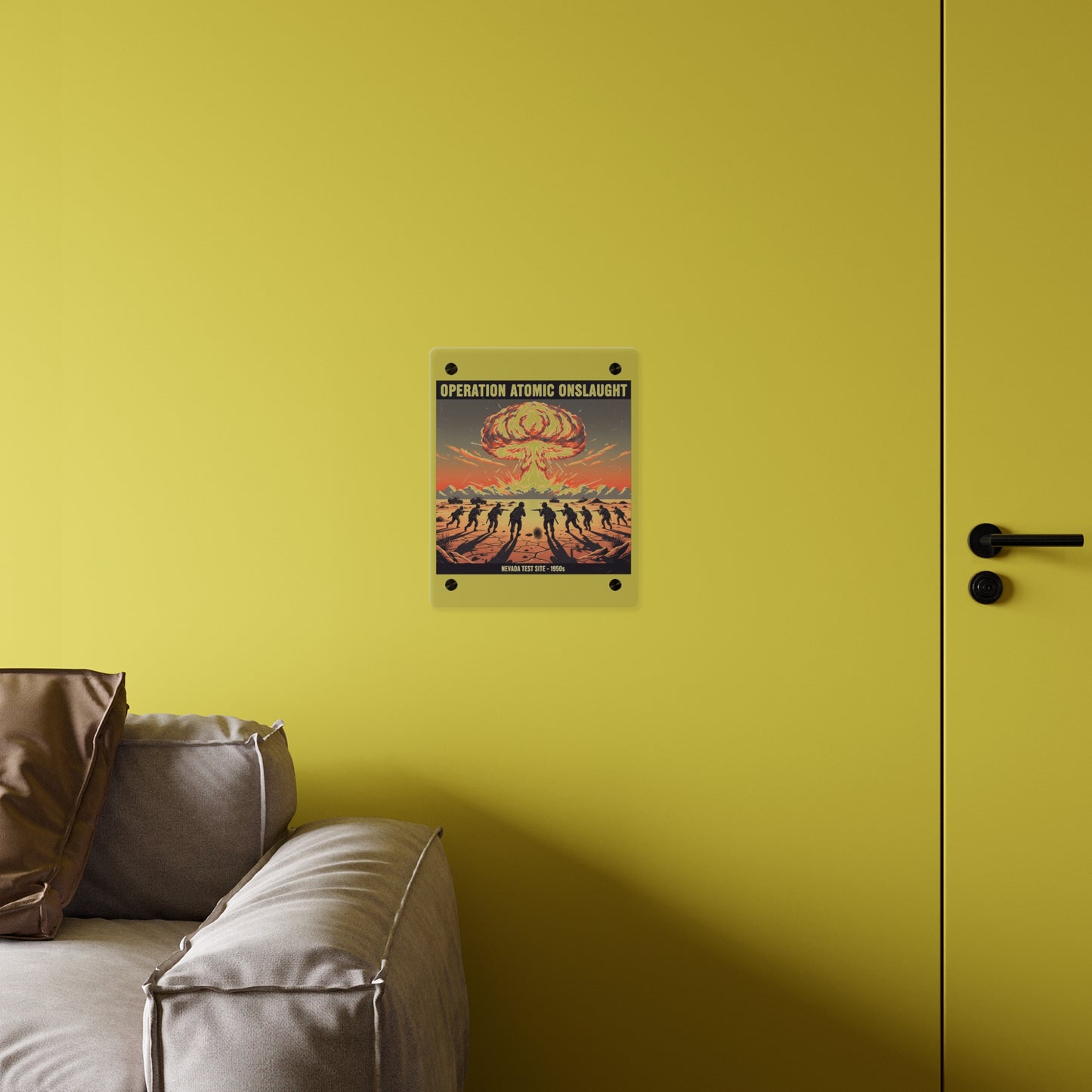 Acrylic Wall Art Panel - Atomic Testing in Nevada Desert Operation Fury - Toward the attack