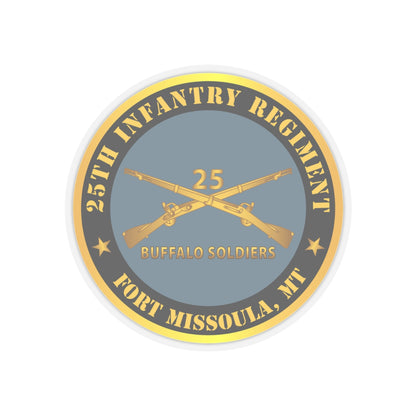 Kiss-Cut Stickers - Army - 25th Infantry Regiment - Fort Missoula, MT - Buffalo Soldiers w Inf Branch V1