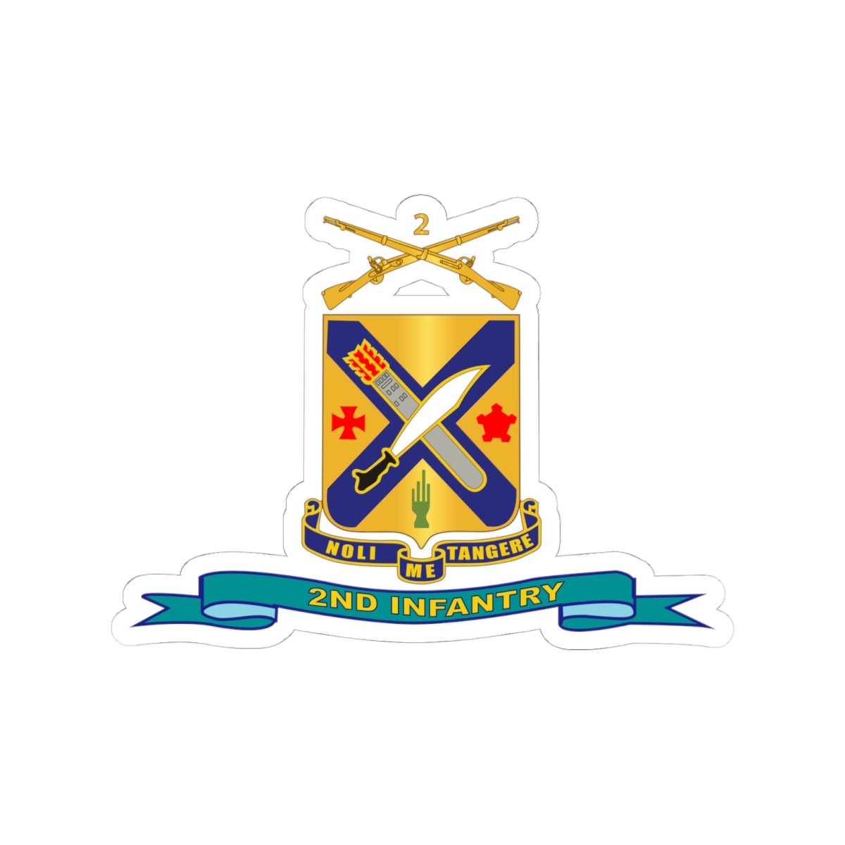 Kiss-Cut Stickers - Army - 2nd Infantry Regiment  w Br - Ribbon