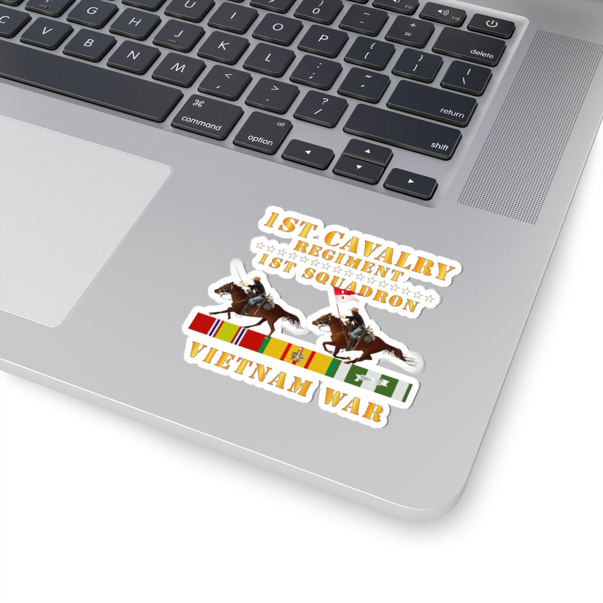 Kiss-Cut Stickers - Army - 1st Squadron, 1st Cavalry Regiment - Vietnam War wt 2 Cav Riders and VN SVC X300