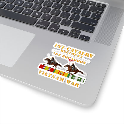 Kiss-Cut Stickers - Army - 1st Squadron, 1st Cavalry Regiment - Vietnam War wt 2 Cav Riders and VN SVC X300