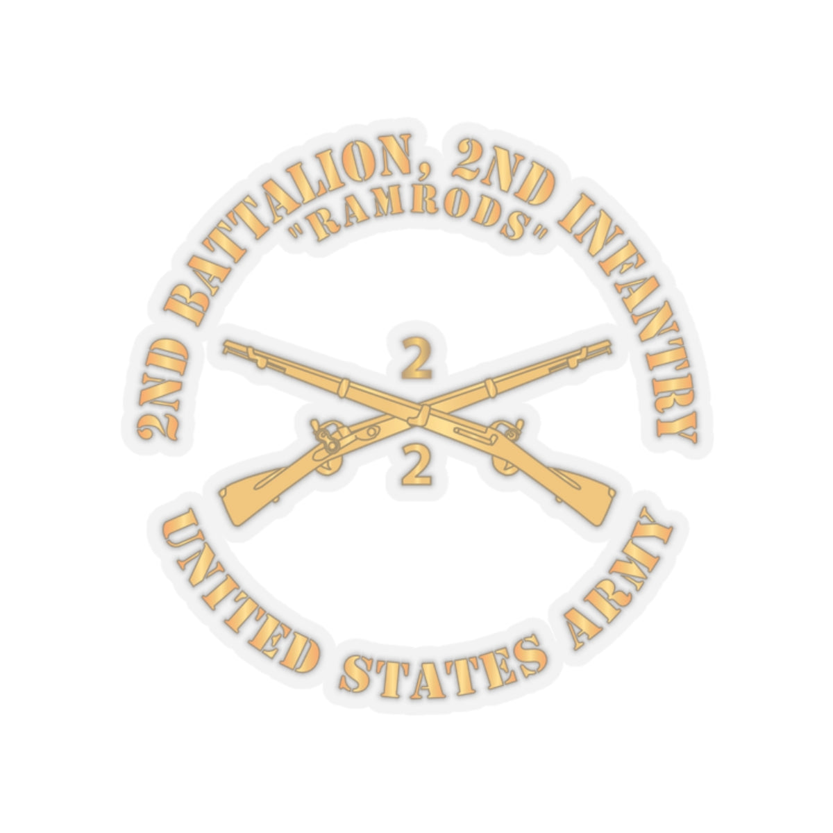 Kiss-Cut Stickers - Army - 2nd Battalion, 2nd Infantry Regiment Branch - Ramrods - US Army