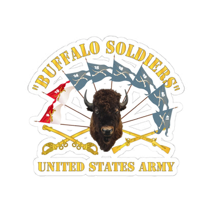 Kiss-Cut Stickers - Army - Buffalo Soldiers - Infantry - Cavalry Guidons w Buffalo Head - US Army