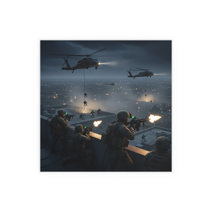 Indoor and Outdoor Silk Posters - Night Air Assault by Army Rangers