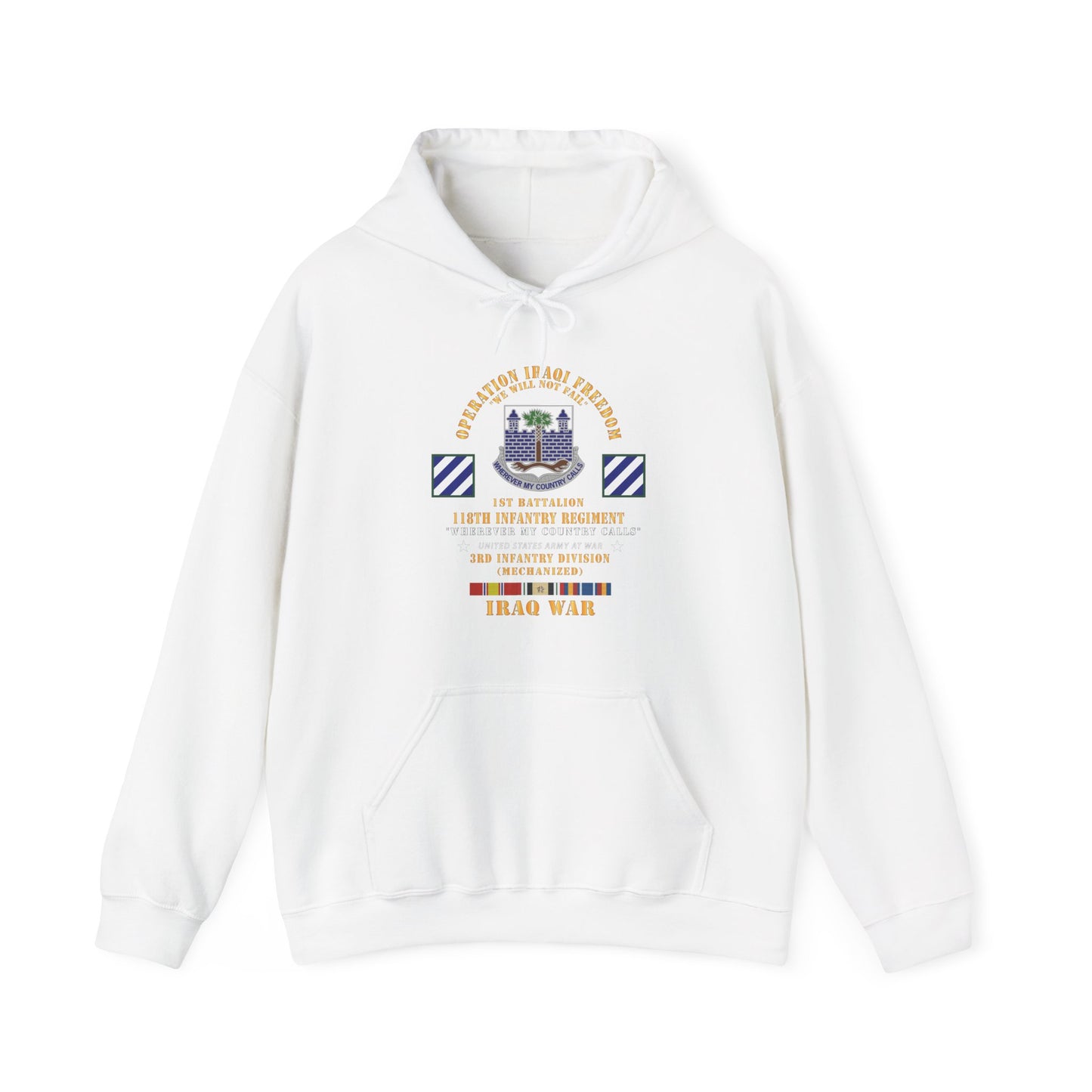 Unisex Heavy Blend™ Hooded Sweatshirt - Army -  Operation Iraqi Freedom, 1st Bn, 118th  Infantry Regiment - 3rd Inf Division w IRAQ SVC