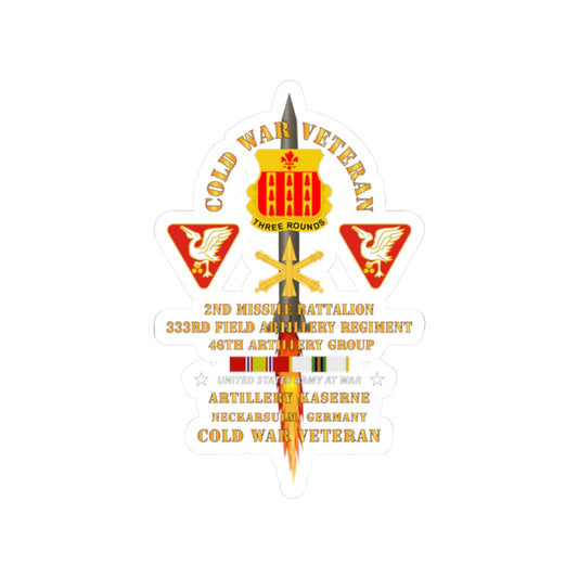 Kiss-Cut Stickers - Army - Cold War Vet - 2nd Missile Bn, 333rd Artillery 46th Artillery Group - Germany - Firing Missile  w COLD SVC