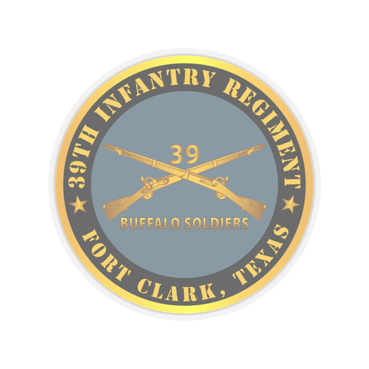 Kiss-Cut Stickers - Army - 39th Infantry Regiment - Buffalo Soldiers - Fort Clark, TX w Inf Branch