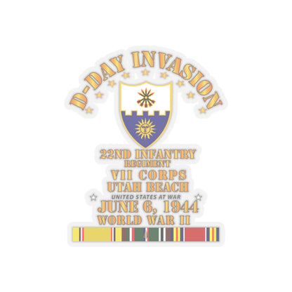 Kiss-Cut Stickers - Army - 22nd Infantry Regt - VII Corps - D Day w SVC