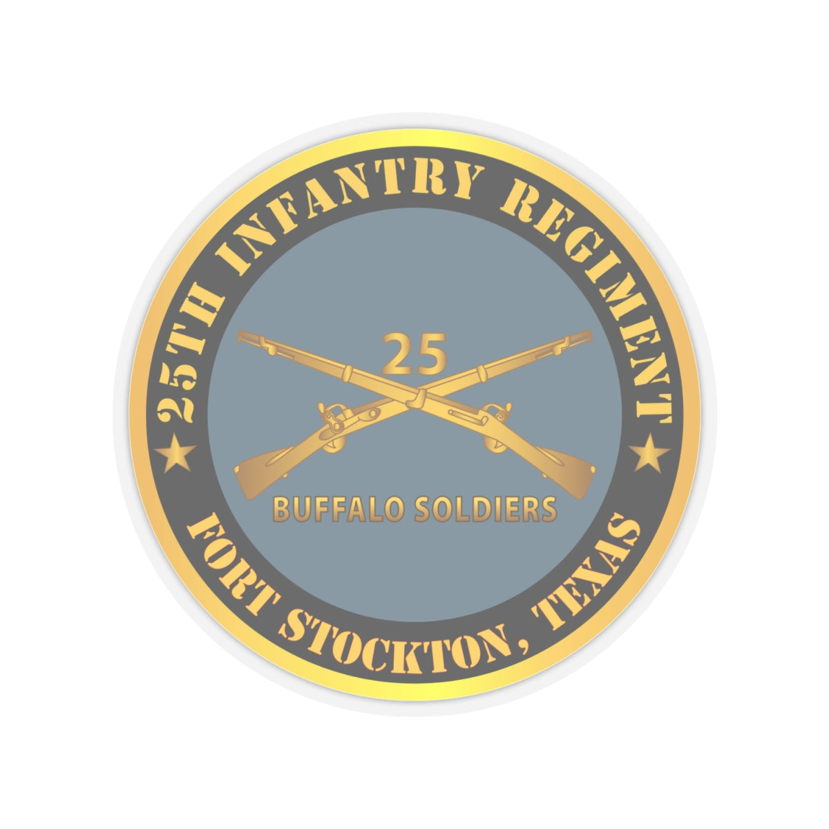 Kiss-Cut Stickers - Army - 25th Infantry Regiment - Fort Stockton, TX - Buffalo Soldiers w Inf Branch