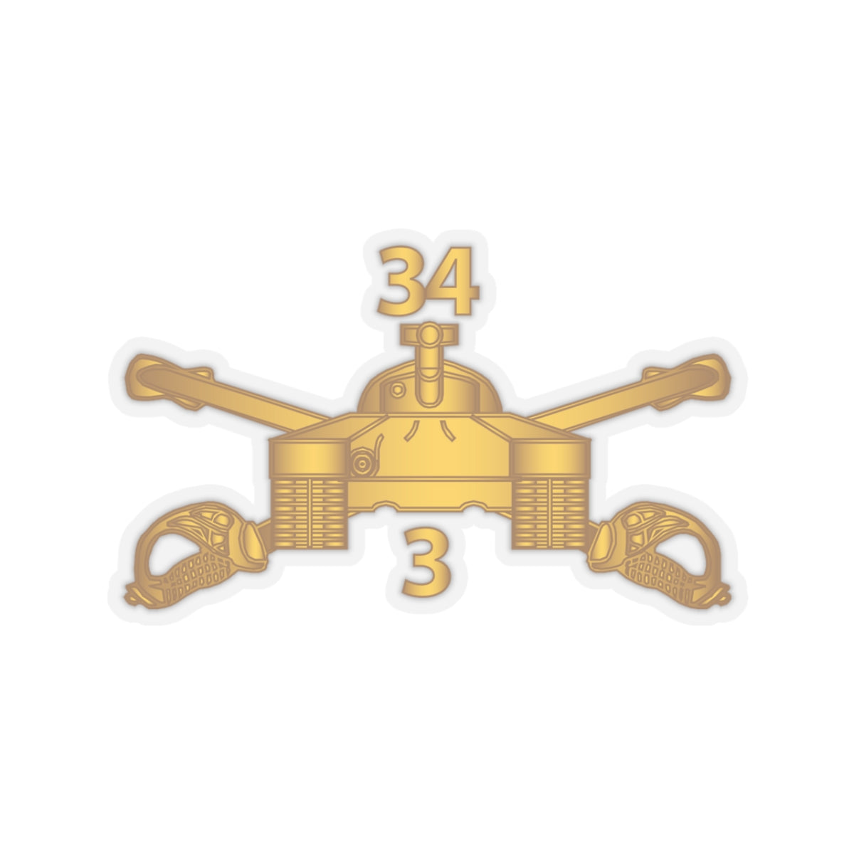 Kiss-Cut Stickers - Army - 3rd Bn 34th Armor - Armor Branch wo Txt