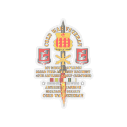 Kiss-Cut Stickers - Army - Cold War Vet - 1st Missile Bn, 333rd Artillery 40th Artillery Group - Germany - Firing Missile  w COLD SVC