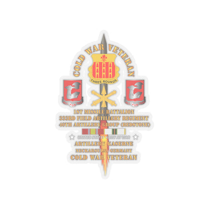 Kiss-Cut Stickers - Army - Cold War Vet - 1st Missile Bn, 333rd Artillery 40th Artillery Group - Germany - Firing Missile  w COLD SVC