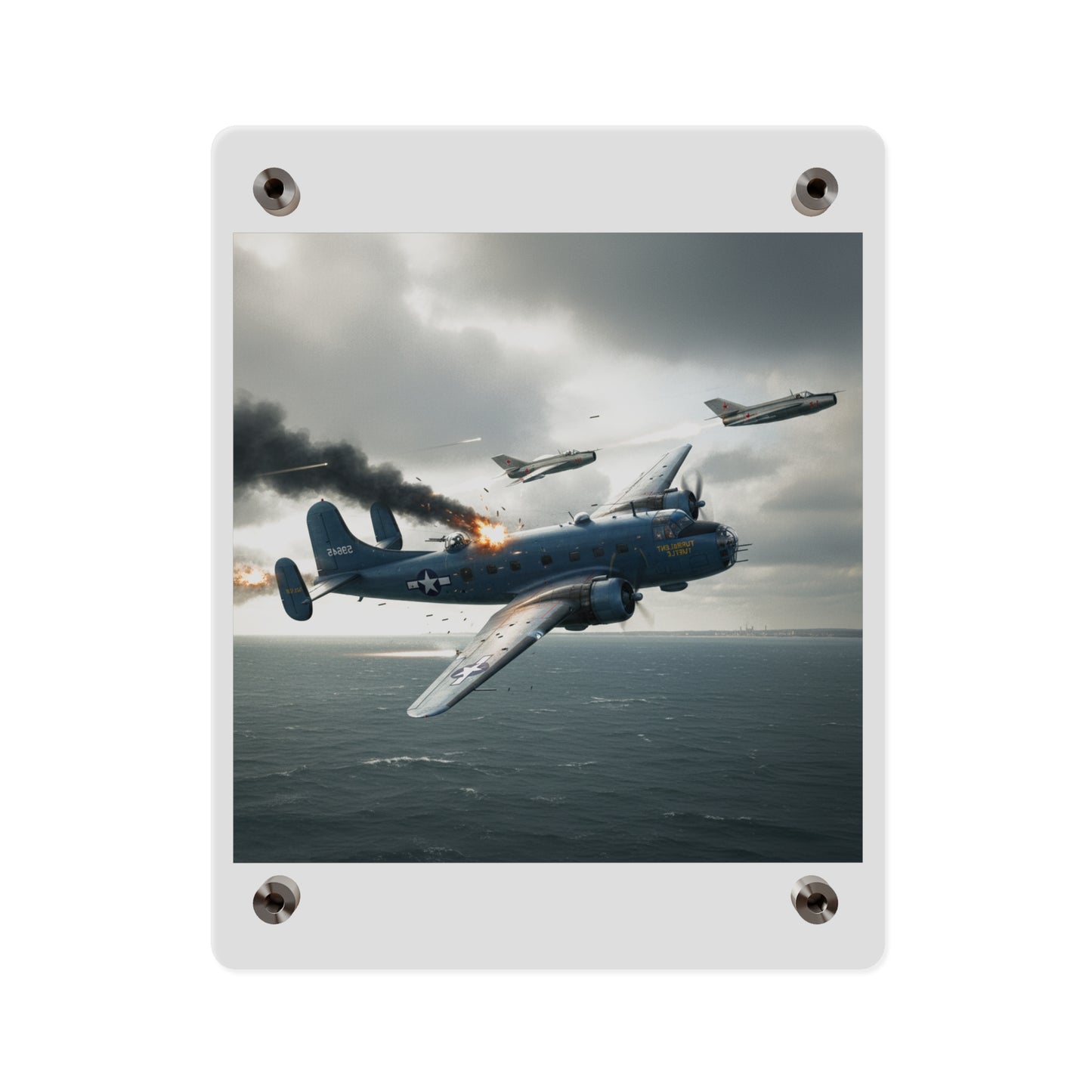 Acrylic Wall Art Panel - April 8, 1950, Baltic Sea - Latvia Soviet fighters shot down a U.S. Navy PB4Y-2 - Liberator - Cold War