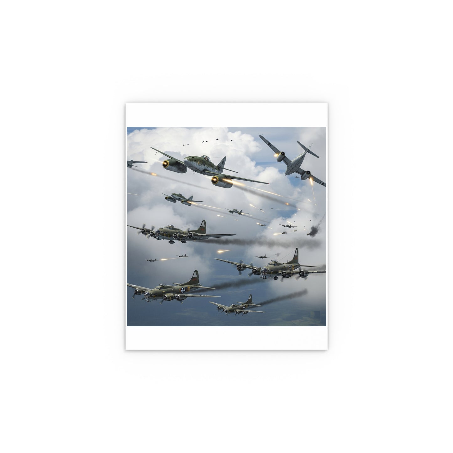 Indoor and Outdoor Silk Posters - German jet fighters attacking US bombing formations