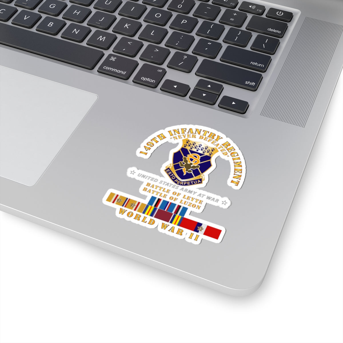 Kiss-Cut Stickers - Army -  149th Infantry Regiment - Battle of Leyet-Luzon - COA - WWII PAC SVC X 300