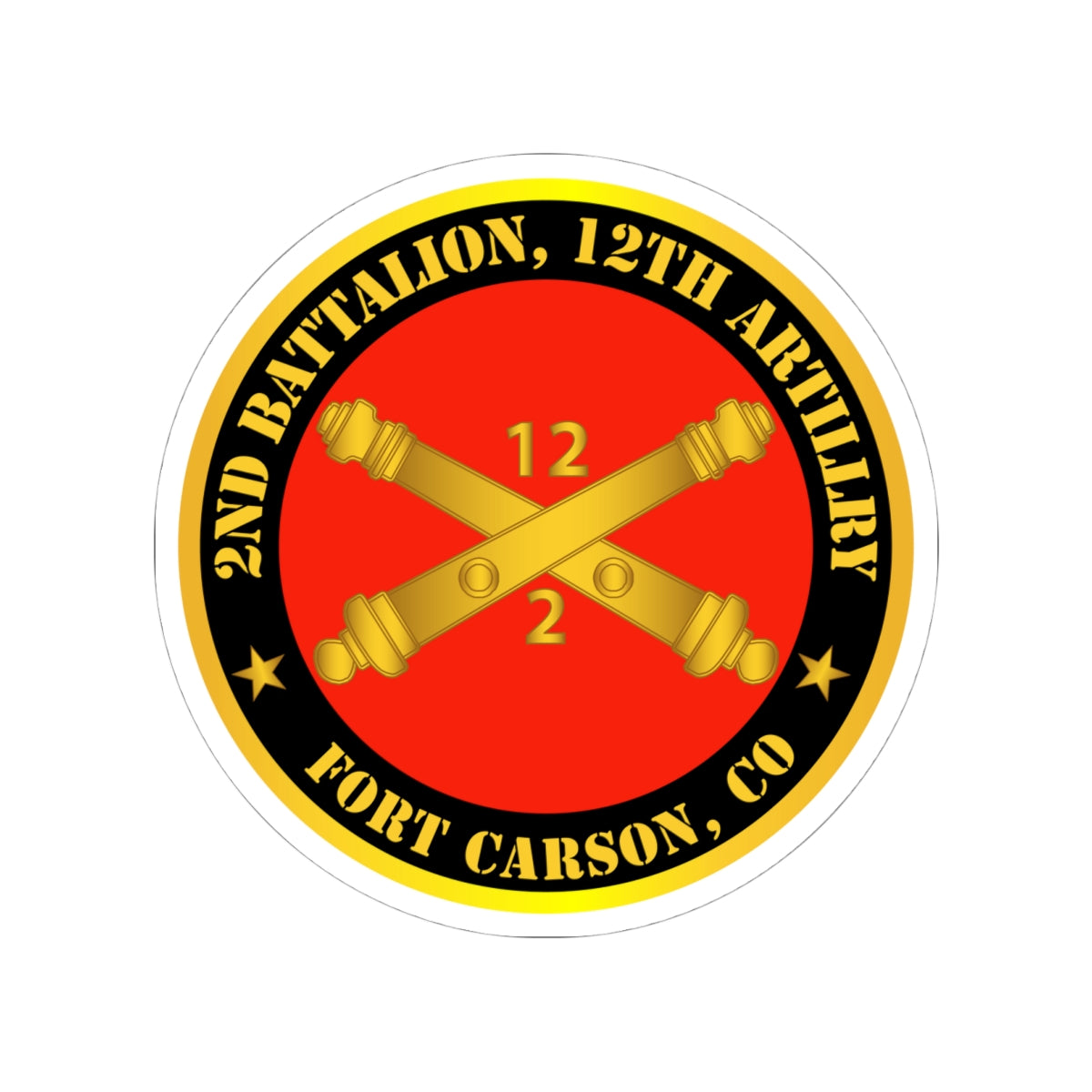 Kiss-Cut Stickers - Army - 2nd Battalion, 12th Artillery Regiment w Branch Ft Carson, CO