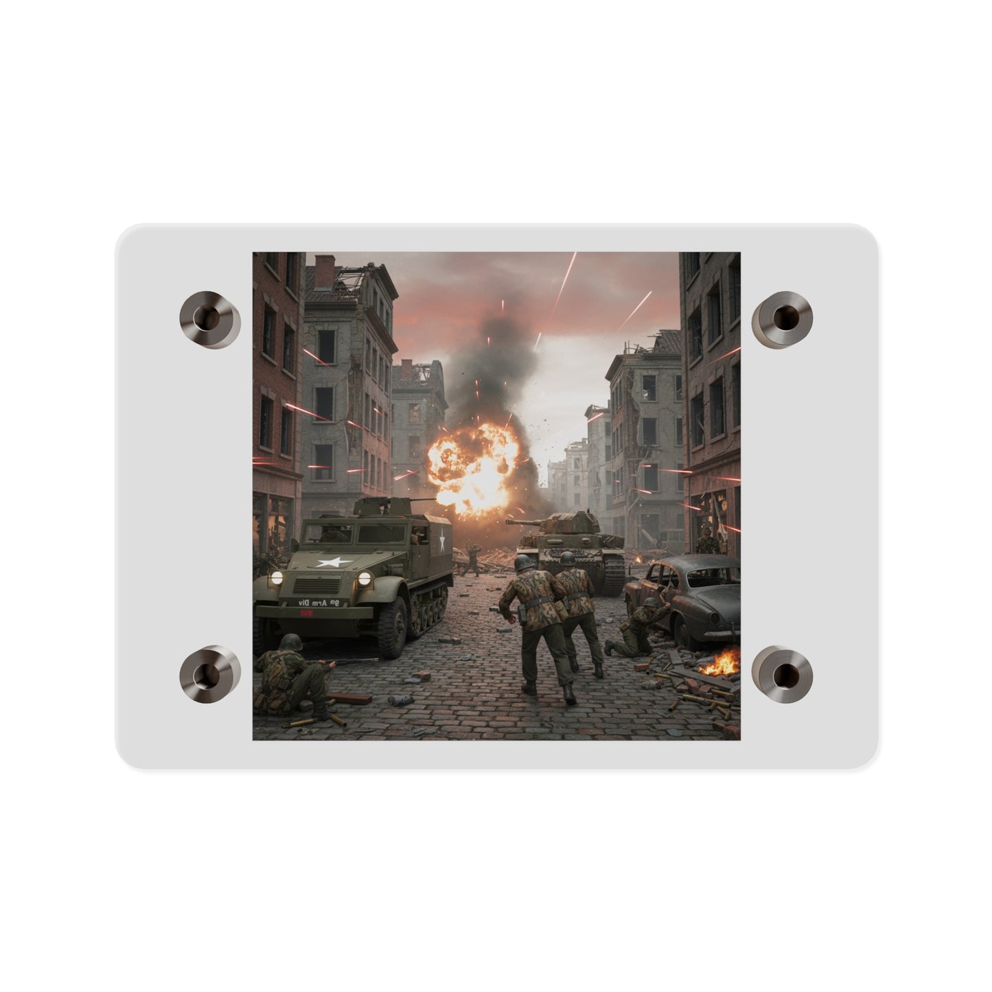 Acrylic Wall Art Panel - M3A1 - 9th Armor Division Attack - WWII