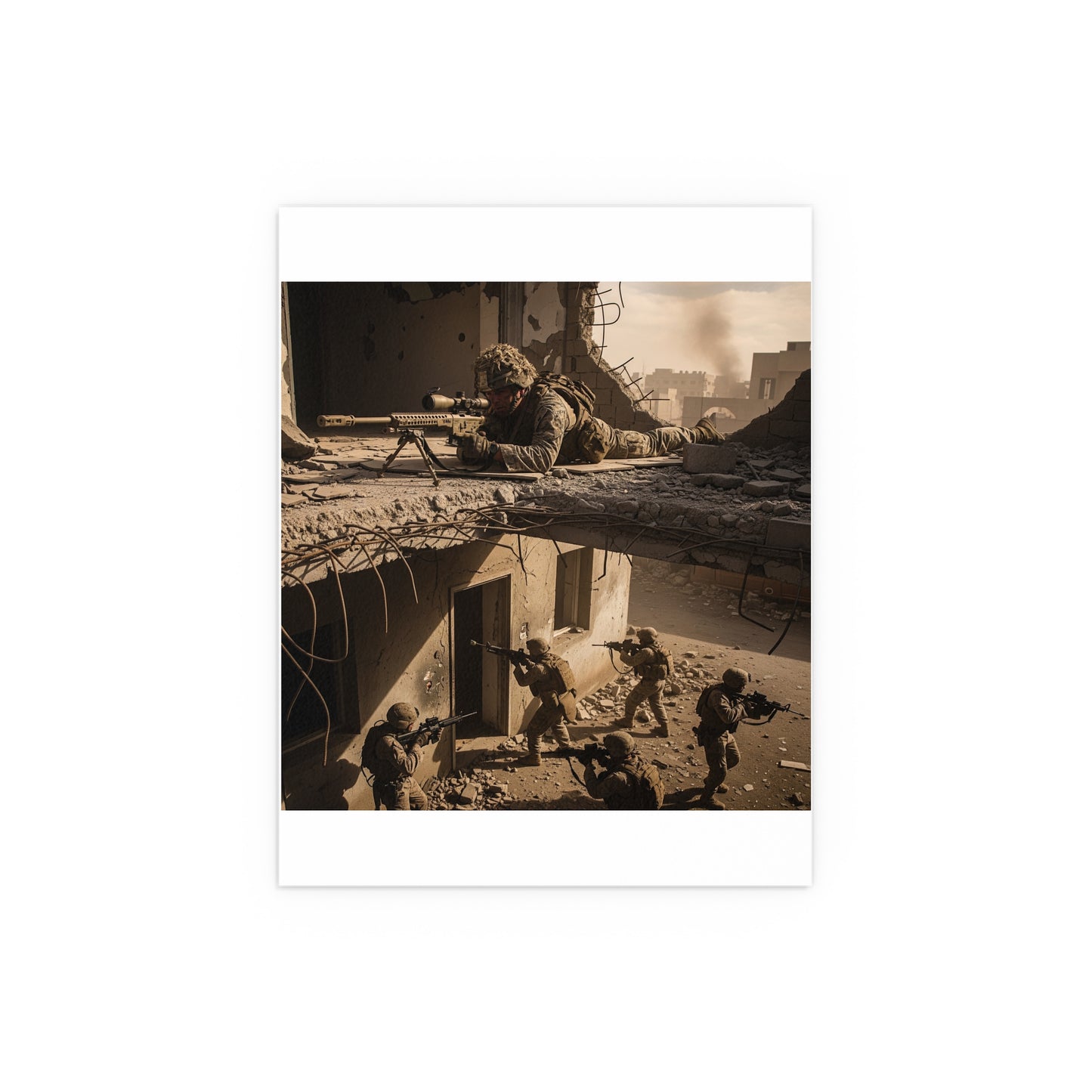 Indoor and Outdoor Silk Posters - Marine Sniper Providing Overwatch for Breach Team